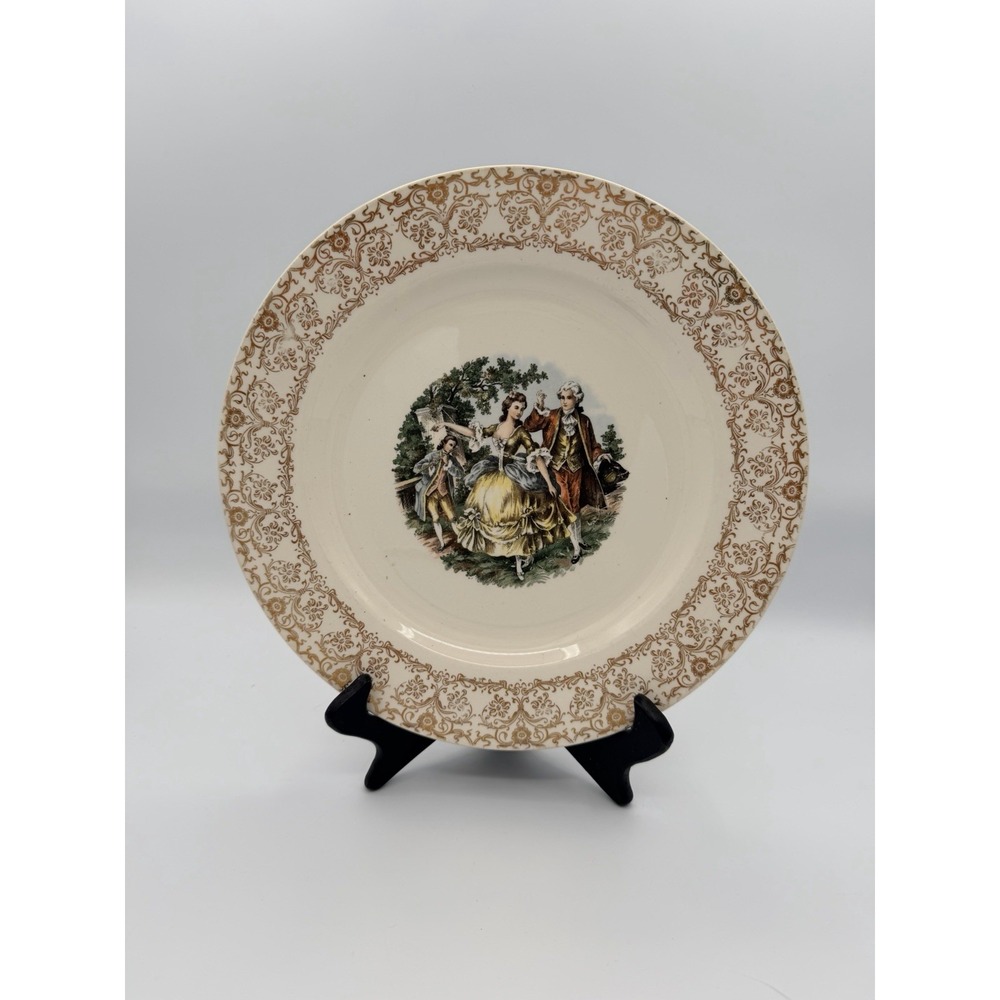 Royal China Inc. Warranted 22K Gold Colonial Couple Decorative Plate